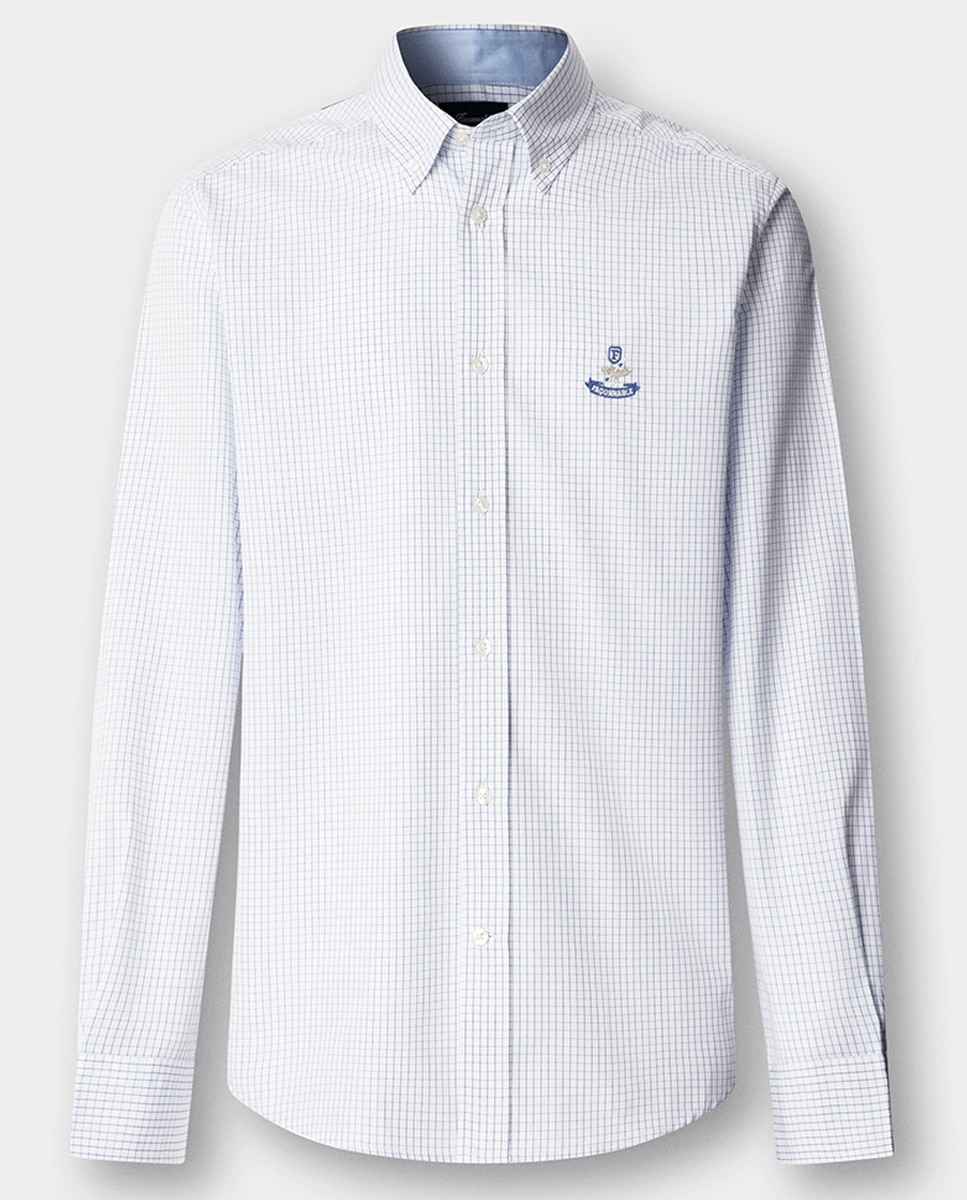 Camisa aos Mini Quadrados Fit Club Azul-7