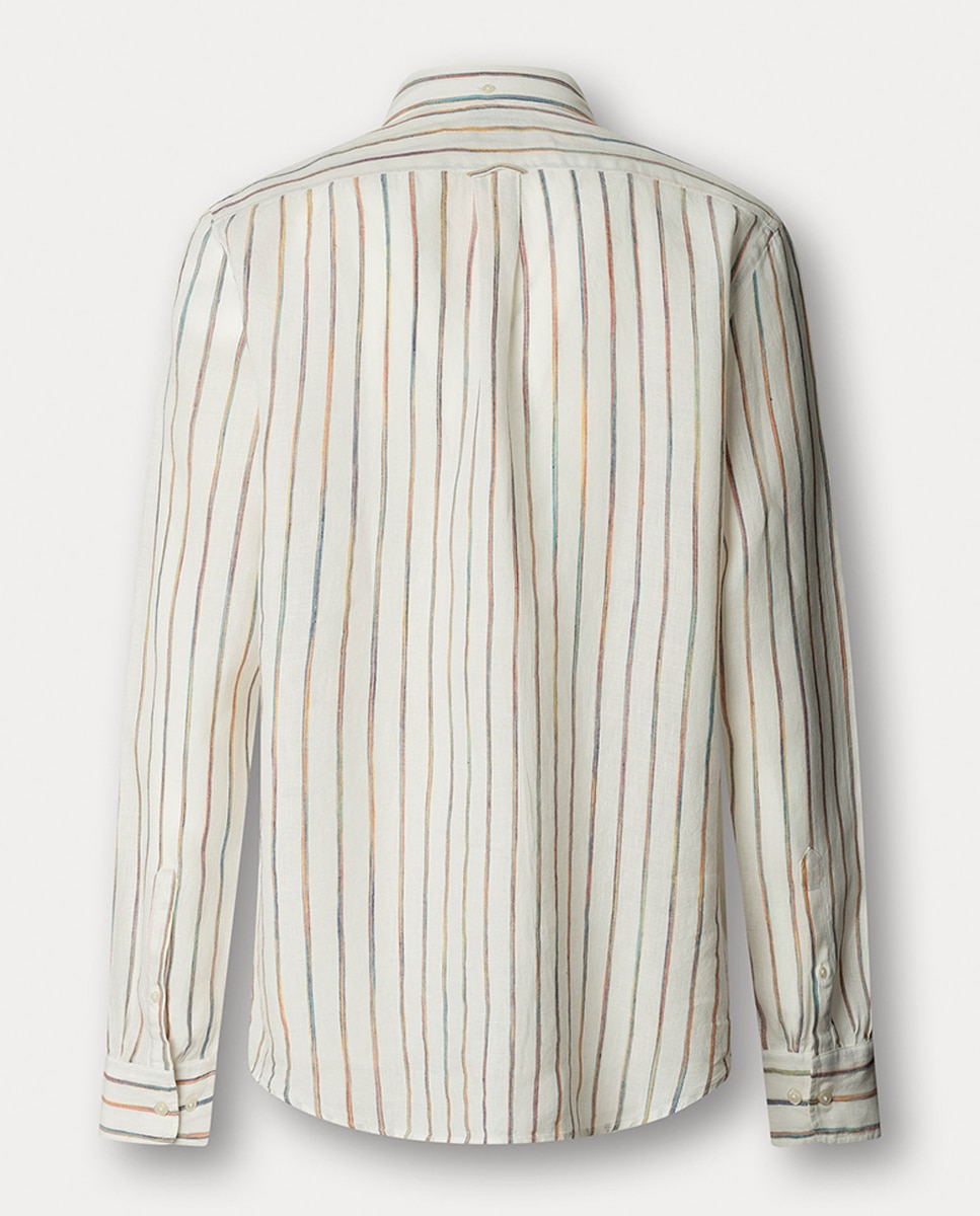 Camisa de Linho às Riscas Fit Club Multicolor-2