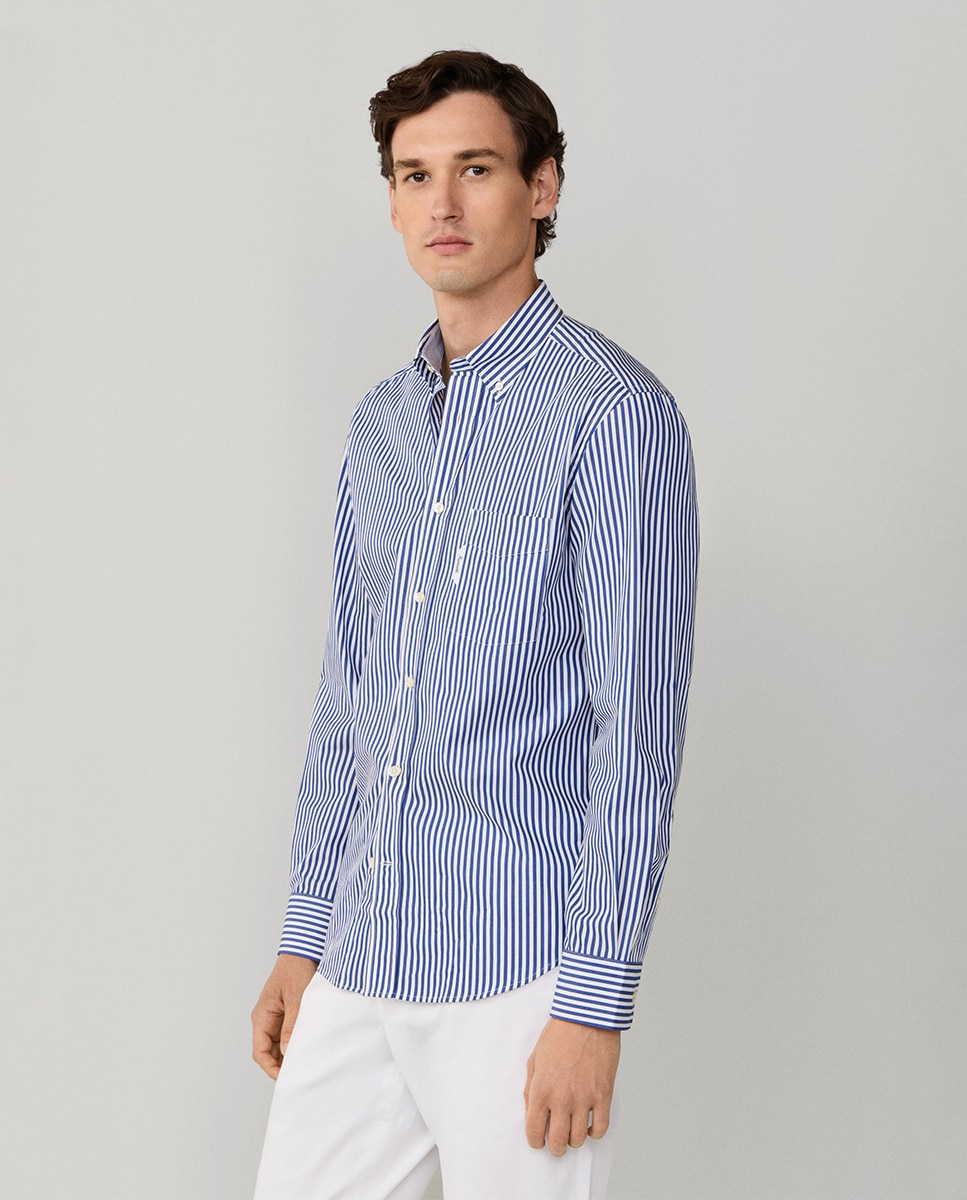 Camisa às Riscas Fit Club Azul-5