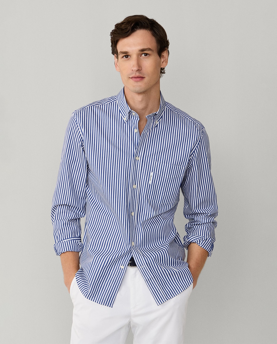 Camisa às Riscas Fit Club Azul-6