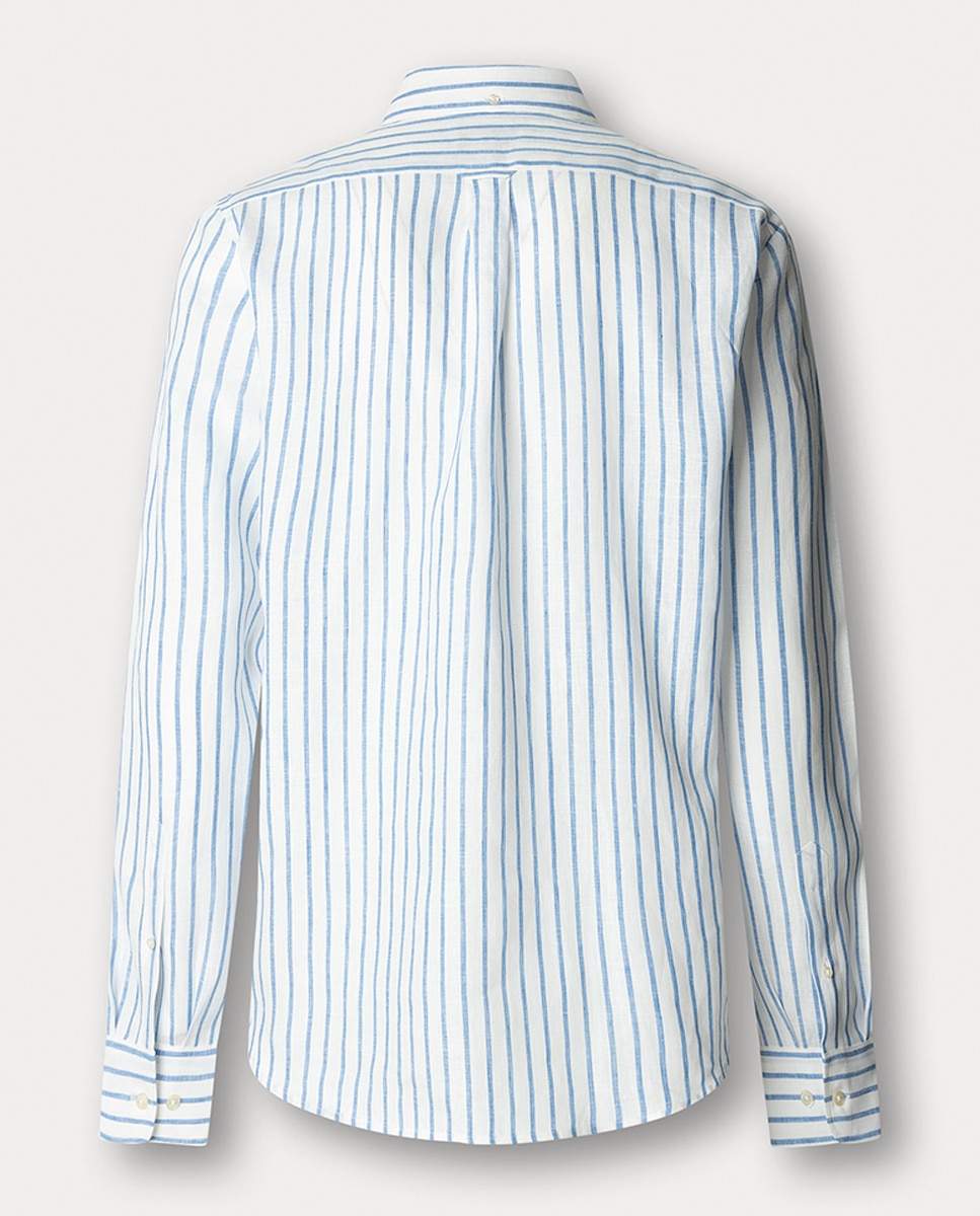 Camisa de Linho às Riscas Fit Club Azul-2