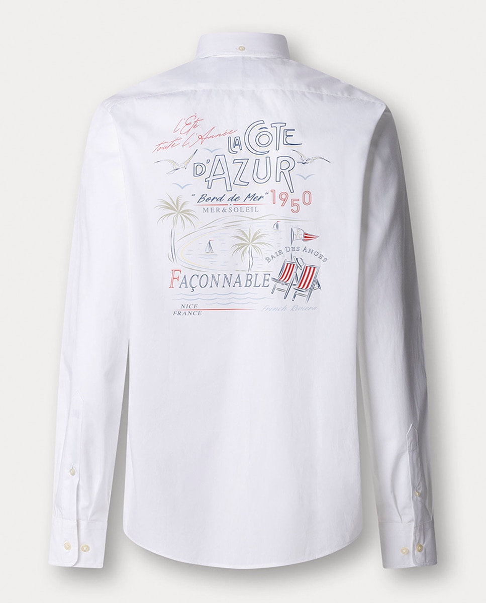 Camisa de Popelina com Estampado nas Costas Fit Club Branco-2