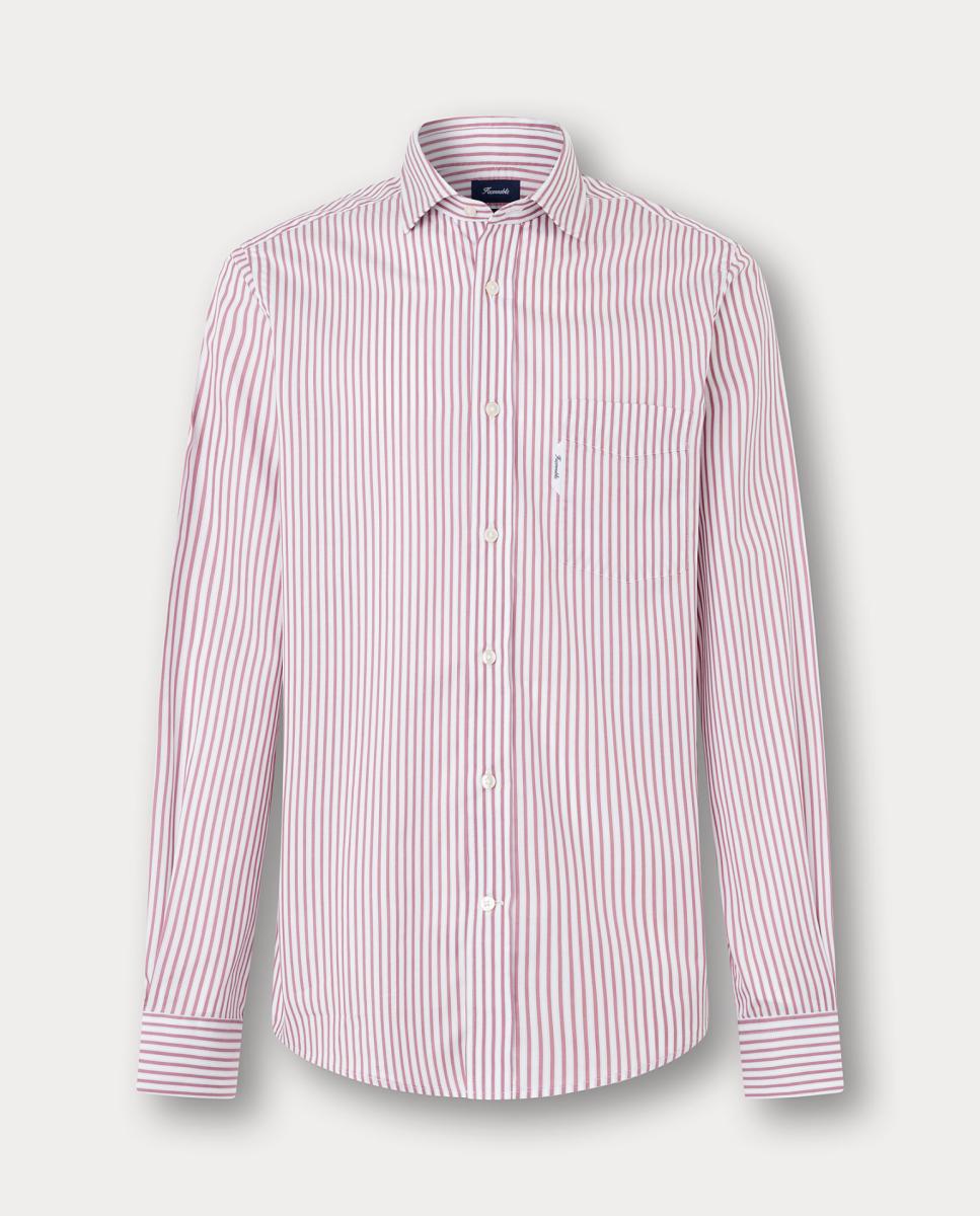 Imagem 0 de Camisa de Algodão às Riscas Finas com Gola Aberta Fit Club.