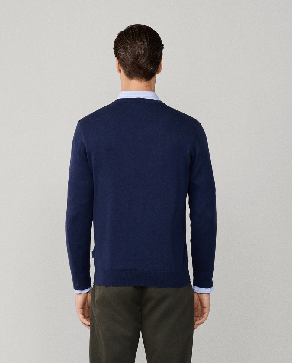 Imagen 2 de Jersey de hombre liso cuello pico - Façonnable - Azul Azul