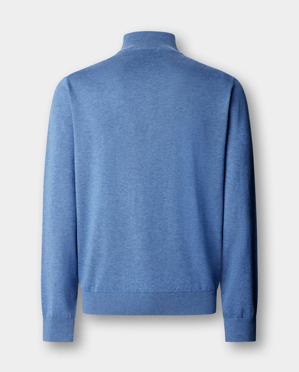 Imagen 2 de Jersey de hombre con media cremallera en mezcla de algodón y seda. - Façonnable - Azul índigo Azul índigo