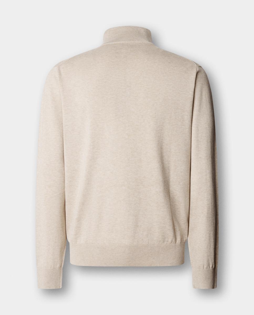 Imagen 2 de Jersey de hombre con media cremallera en mezcla de algodón y seda. - Façonnable - Beige Beige