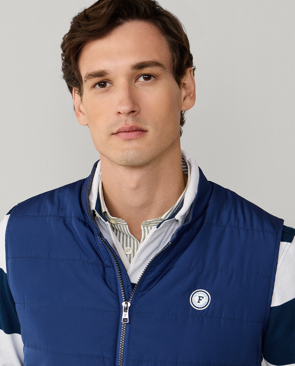Colete de Viagem Acolchoado de Nylon Azul-3