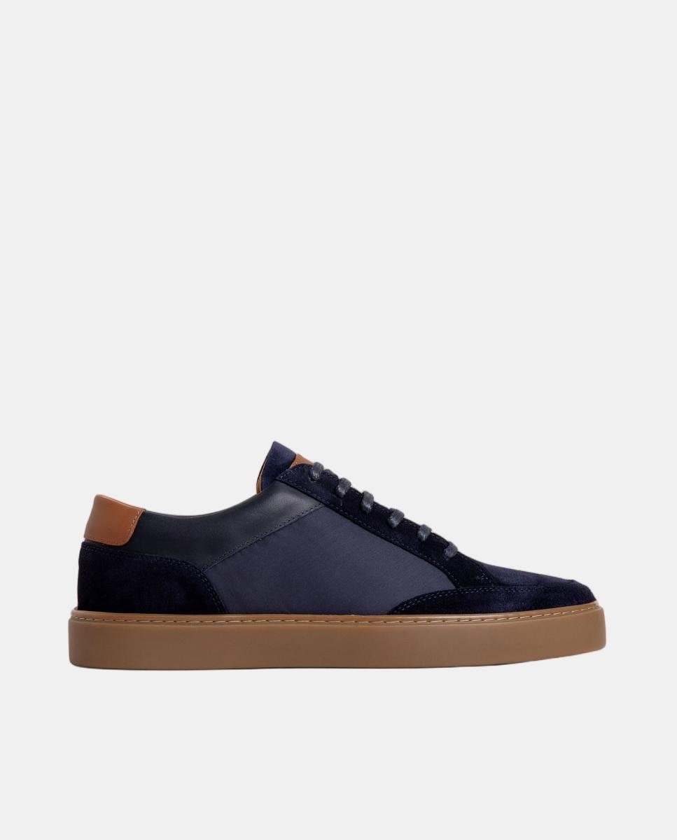 FACONNABLE - Zapatillas de hombre en ante con suela de goma y detalles de piel..