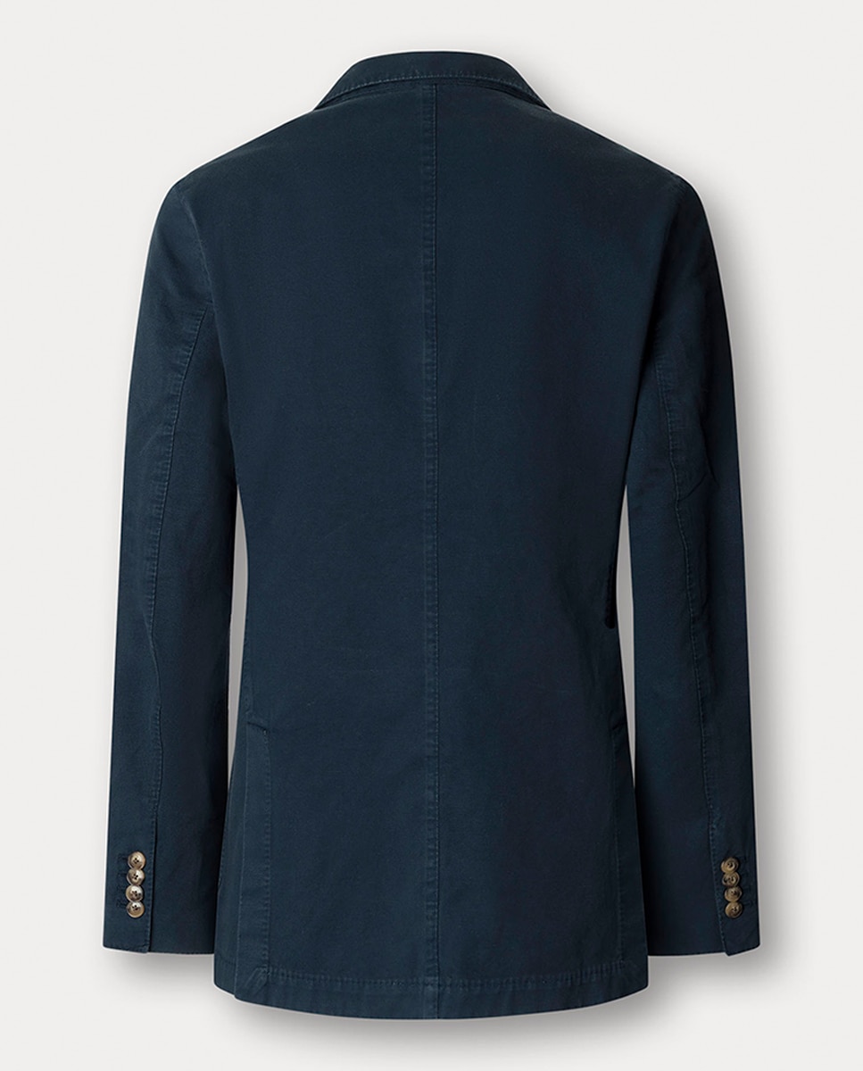 Blazer de Algodão e Linho Tingido Azul-marinho-2