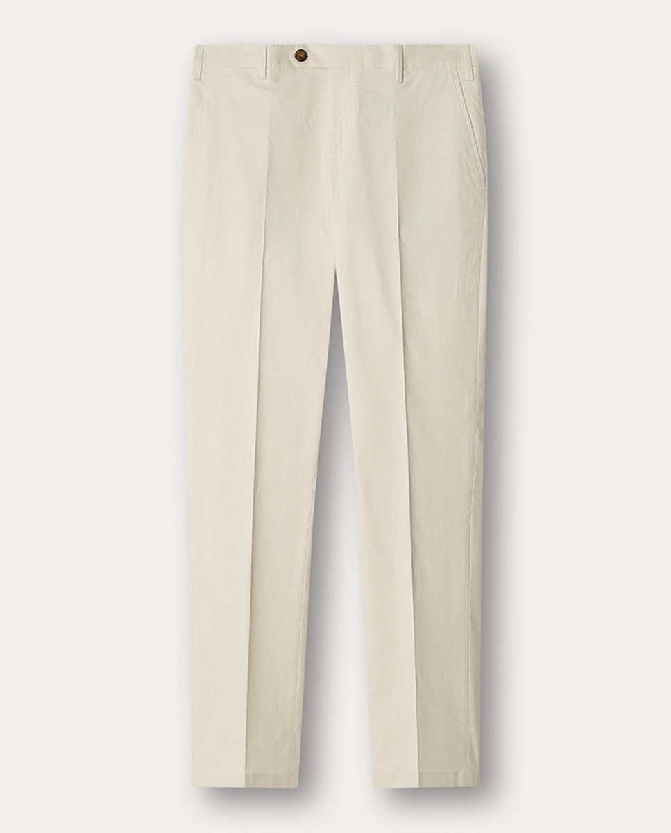 Imagem 0 de Calças Chino de Algodão Elástico às Micro Riscas Regular Fit