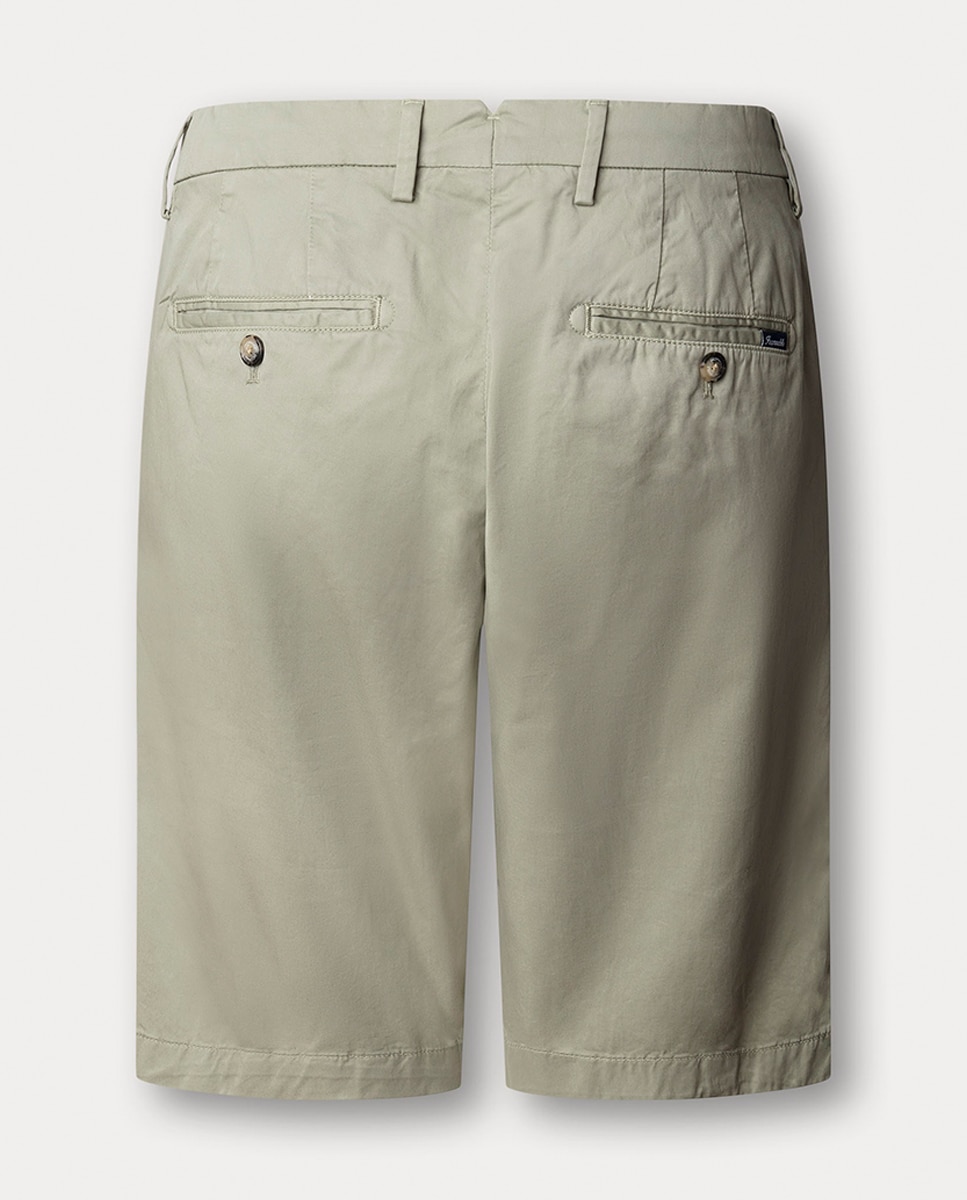 Bermudas Classic Fit de Algodão Elástico Verde-2