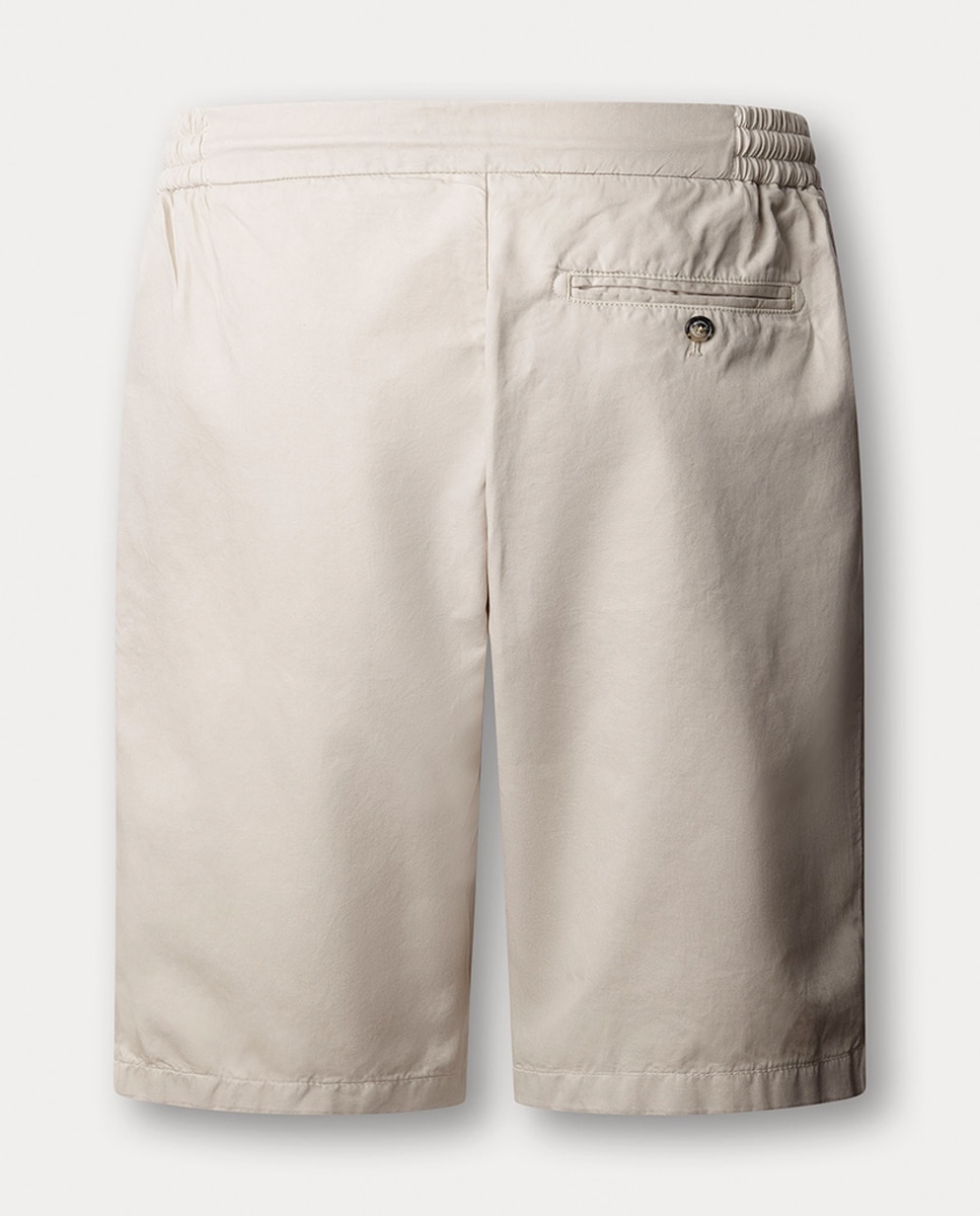 Bermudas de Algodão e Linho com Cordão Bege-2