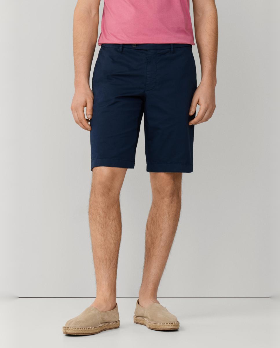 Bermuda de hombre lisa en algodón elástico - Façonnable - Azul marino Azul marino-2