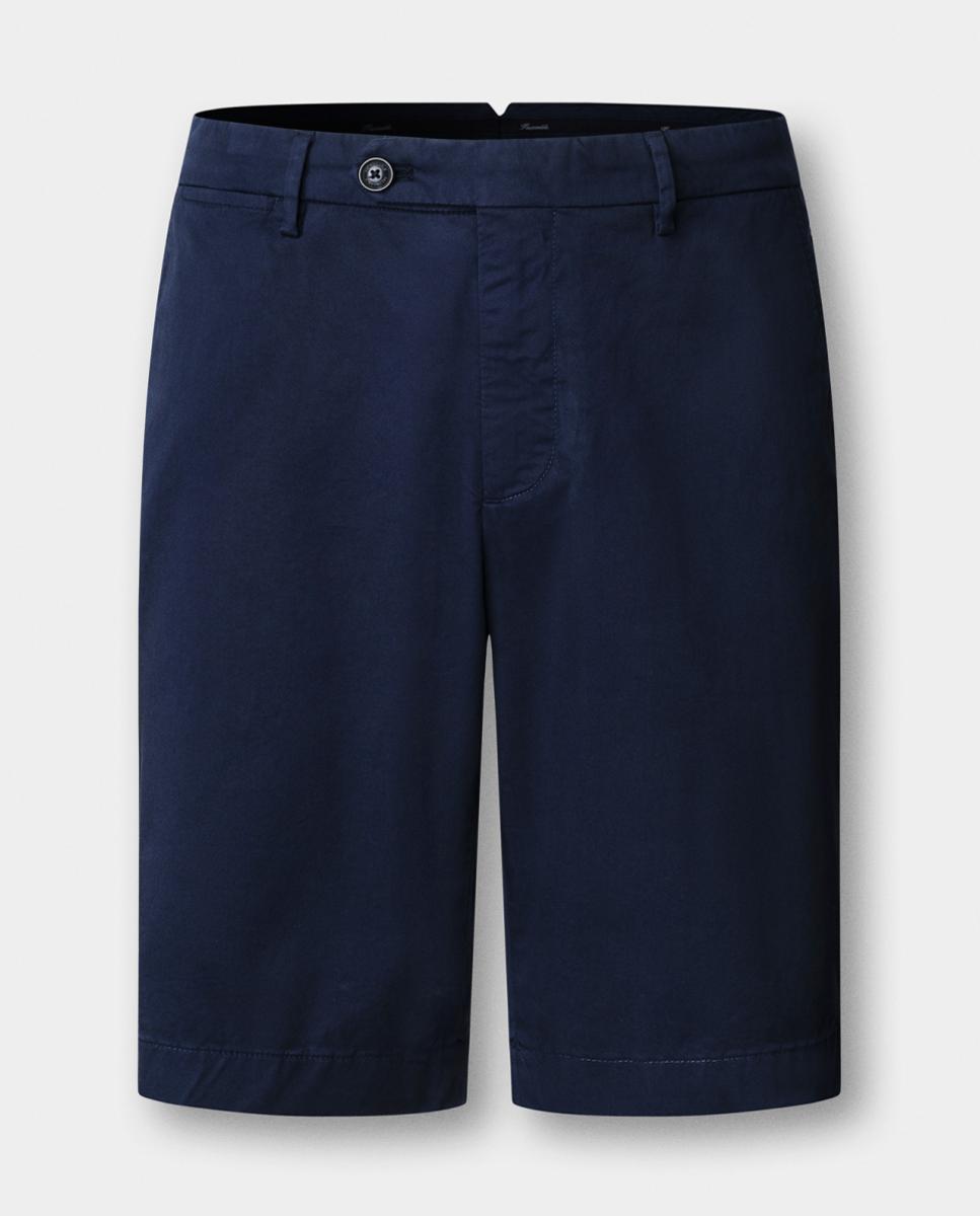 Bermuda de hombre lisa en algodón elástico - Façonnable - Azul marino Azul marino-6