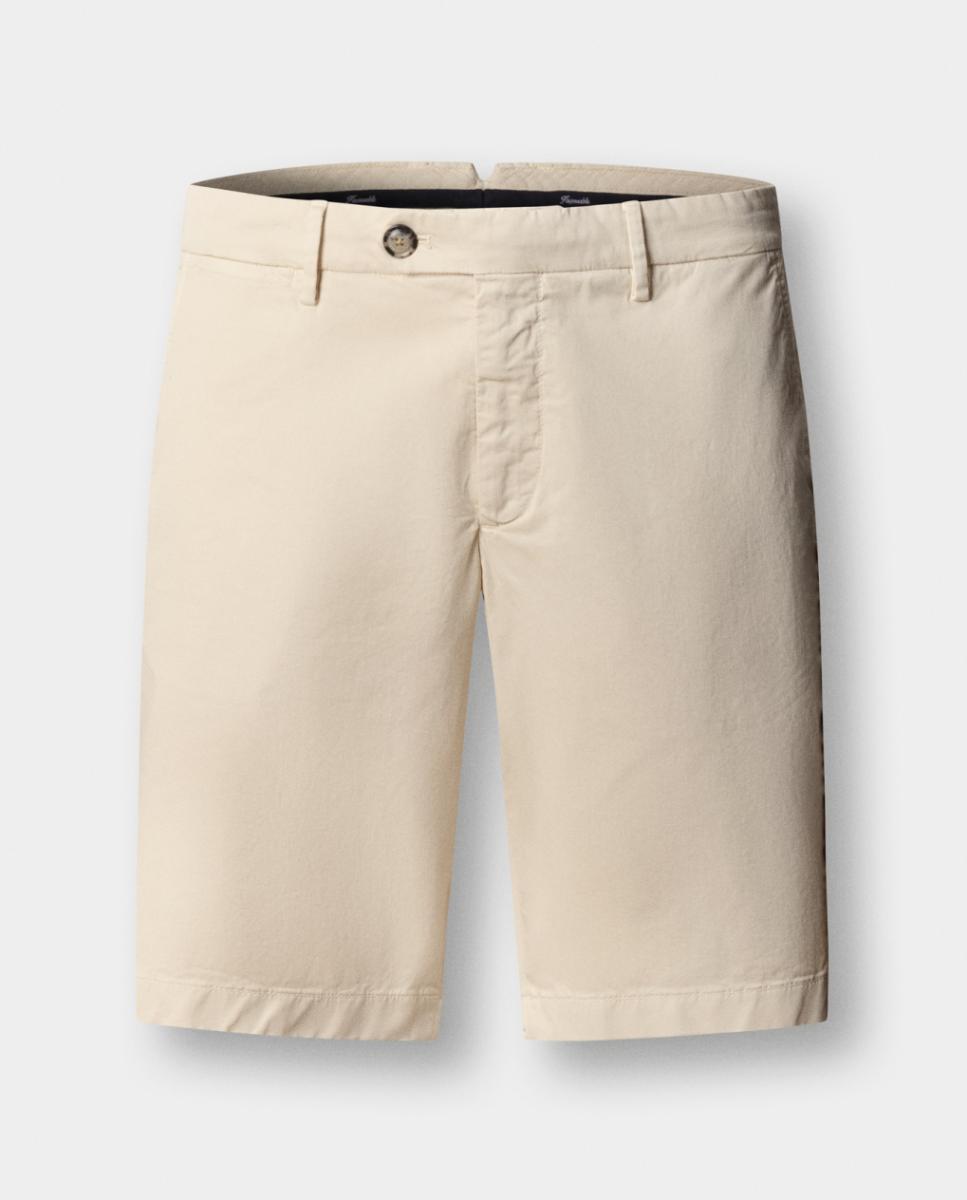 Bermudas Lisas em Algodão Elástico Bege-5