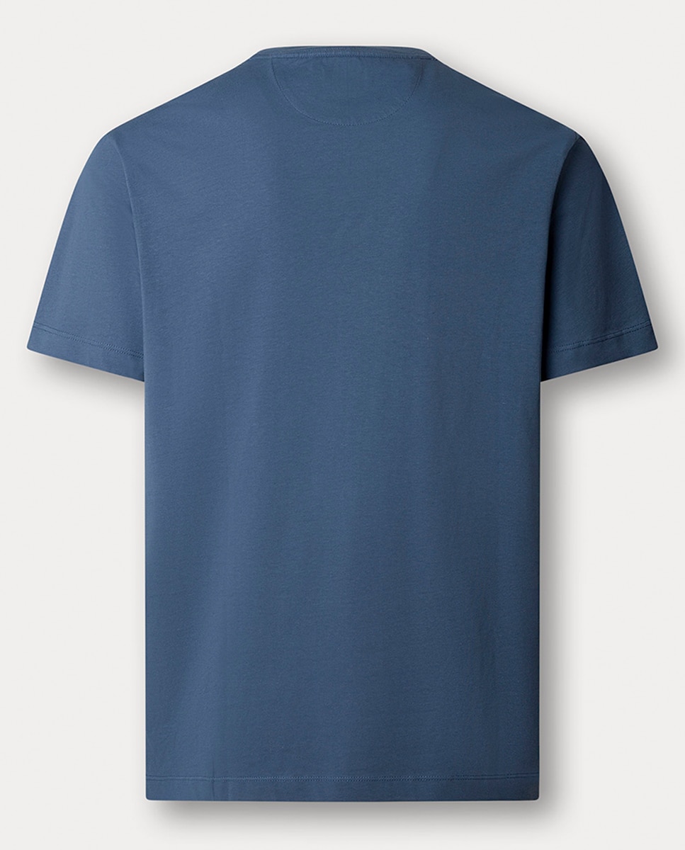 T-shirt de Manga Curta com Estampado de Palmeiras Azul-2