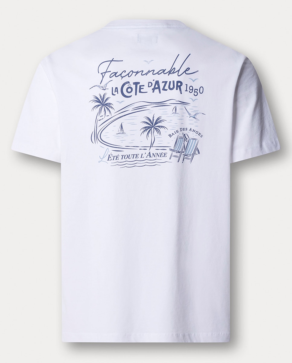 T-shirt de Manga Curta com Estampado nas Costas Branco-2
