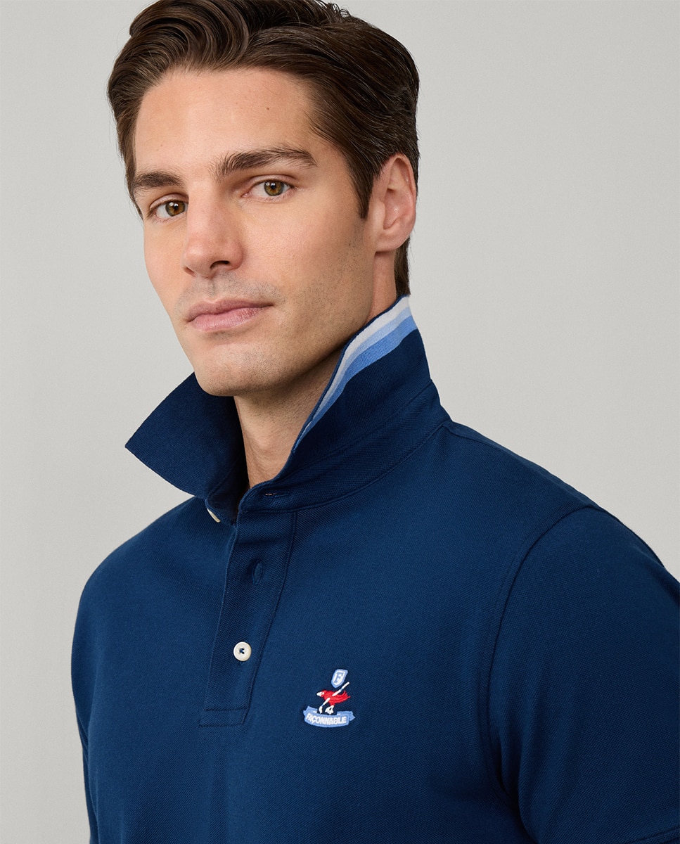 Imagen 3 de Polo de hombre de piqué manga corta birdie - Façonnable - Azul marino Azul marino