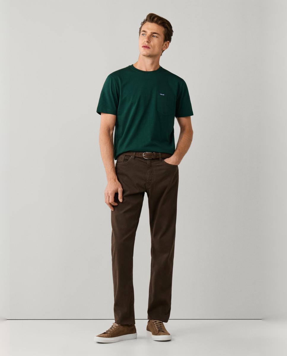 FACONNABLE - Pantalón de hombre de 5 bolsillos en algodón elástico texturizado..