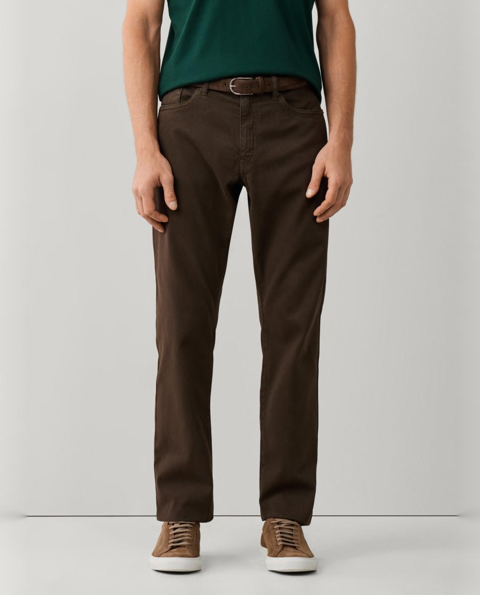 Imagen 2 de Pantalón de hombre de 5 bolsillos en algodón elástico texturizado. - Façonnable - Marrón Marrón