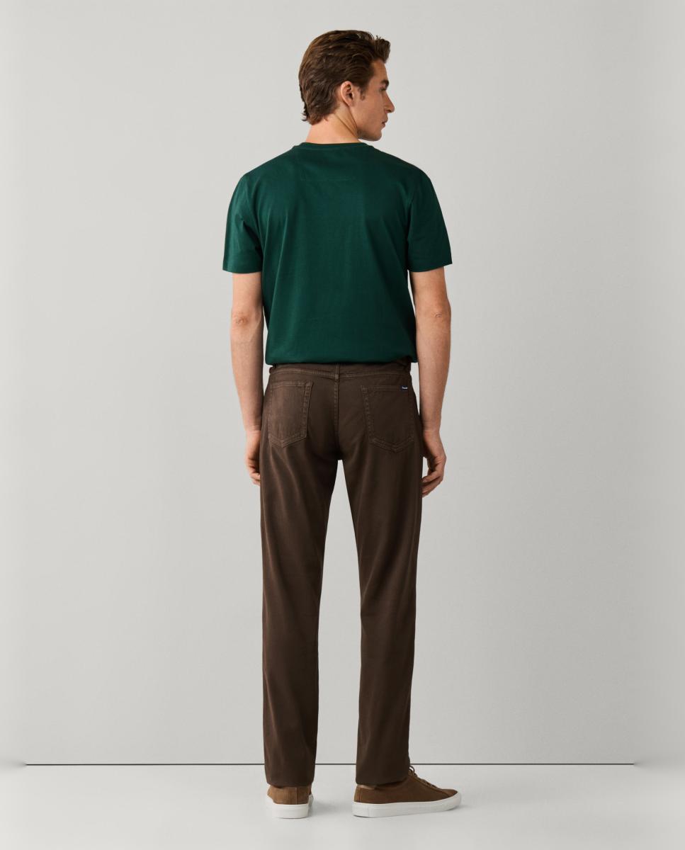 Imagen 3 de Pantalón de hombre de 5 bolsillos en algodón elástico texturizado. - Façonnable - Marrón Marrón