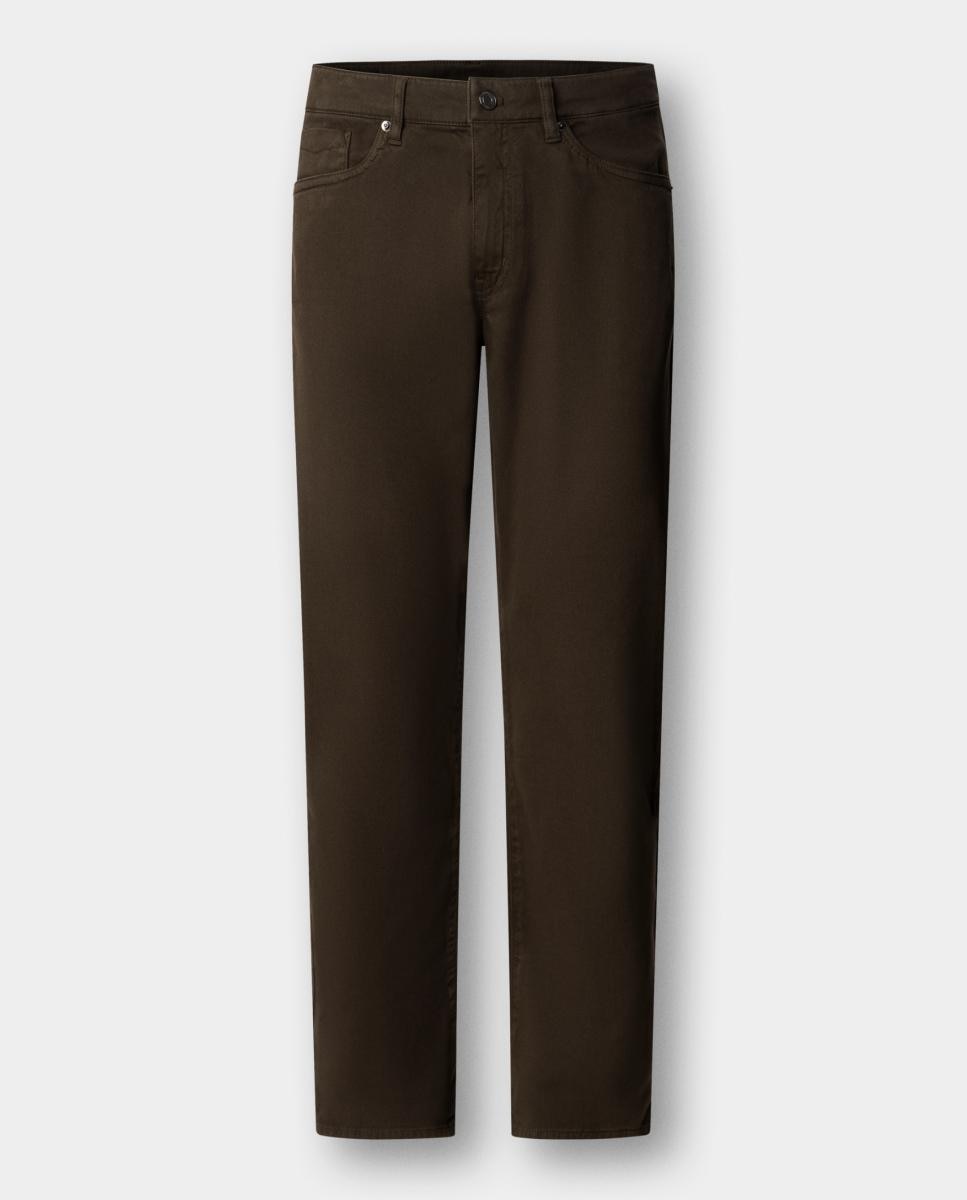 Imagen 5 de Pantalón de hombre de 5 bolsillos en algodón elástico texturizado. - Façonnable - Marrón Marrón