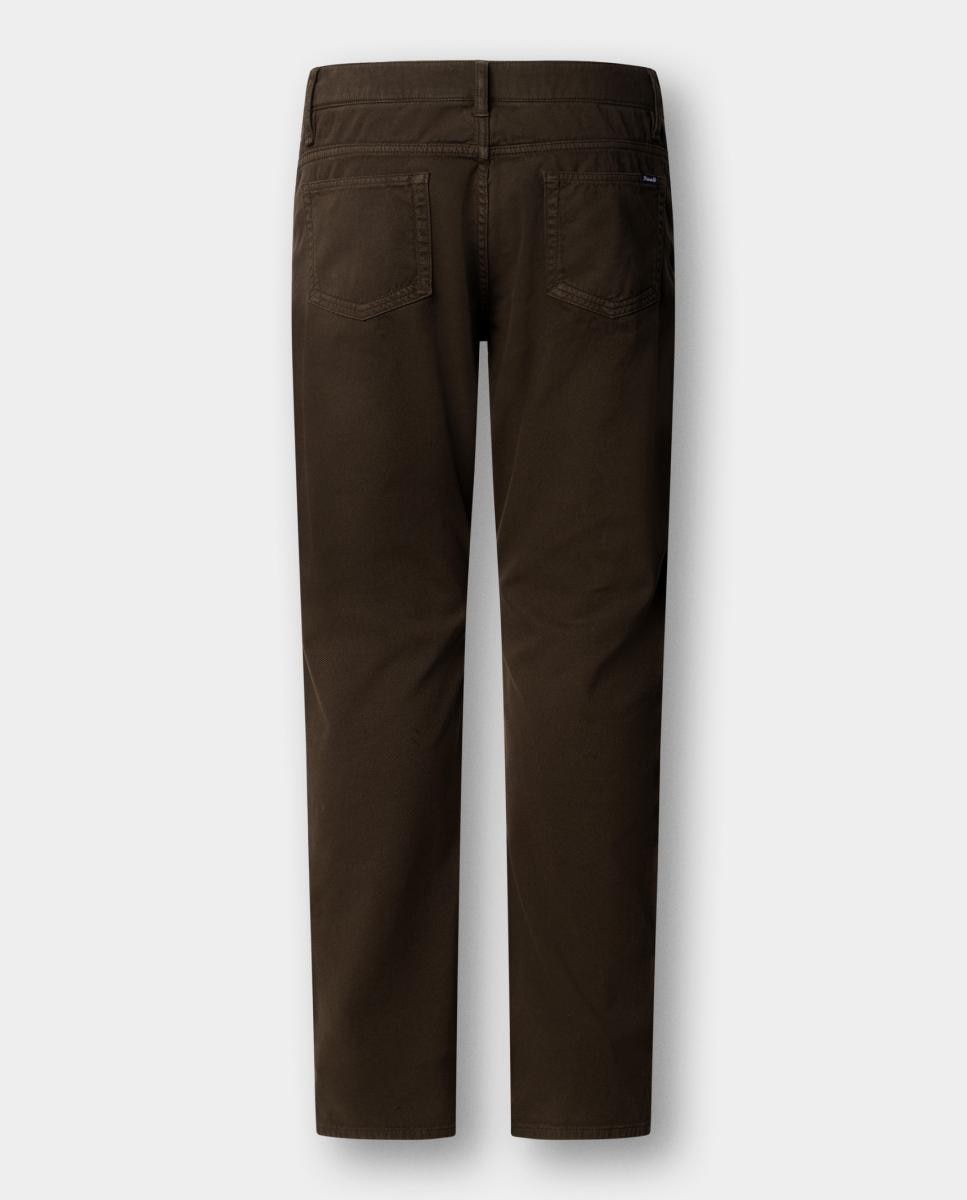 Imagen 6 de Pantalón de hombre de 5 bolsillos en algodón elástico texturizado. - Façonnable - Marrón Marrón