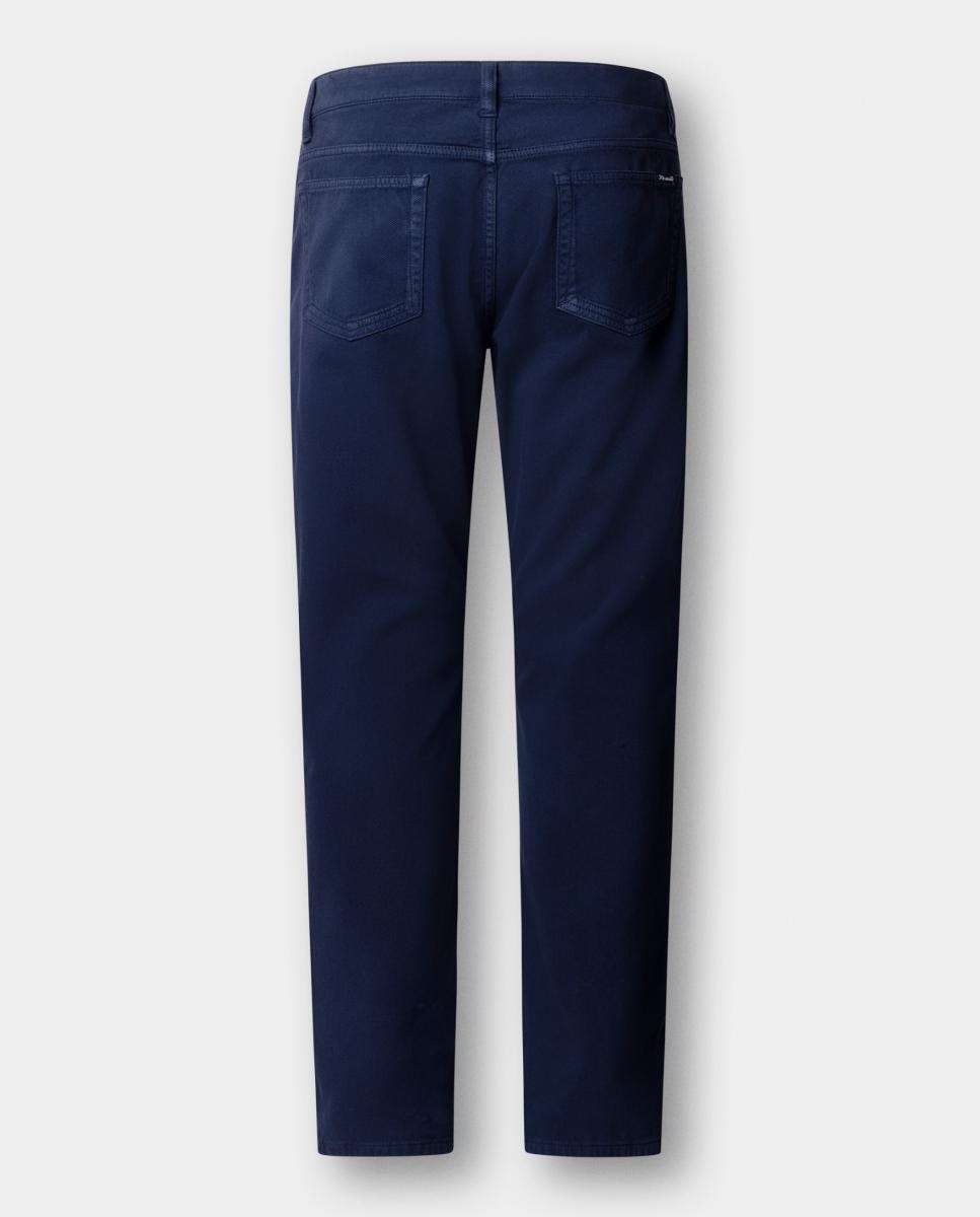 Imagen 2 de Pantalón de hombre de 5 bolsillos en algodón elástico texturizado. - Façonnable - Azul marino Azul marino