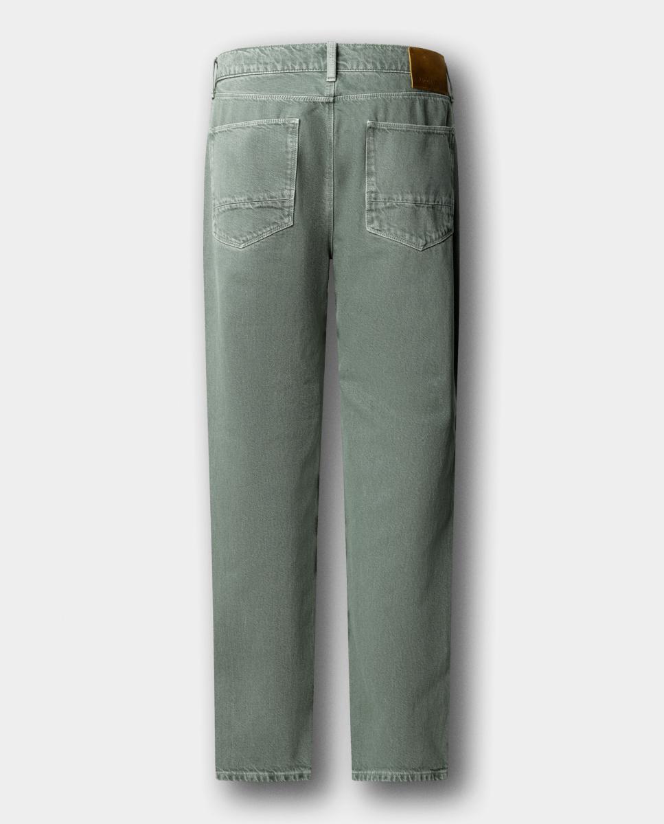 Calças Jeans em Algodão com 5 Bolsos. Verde-claro-2