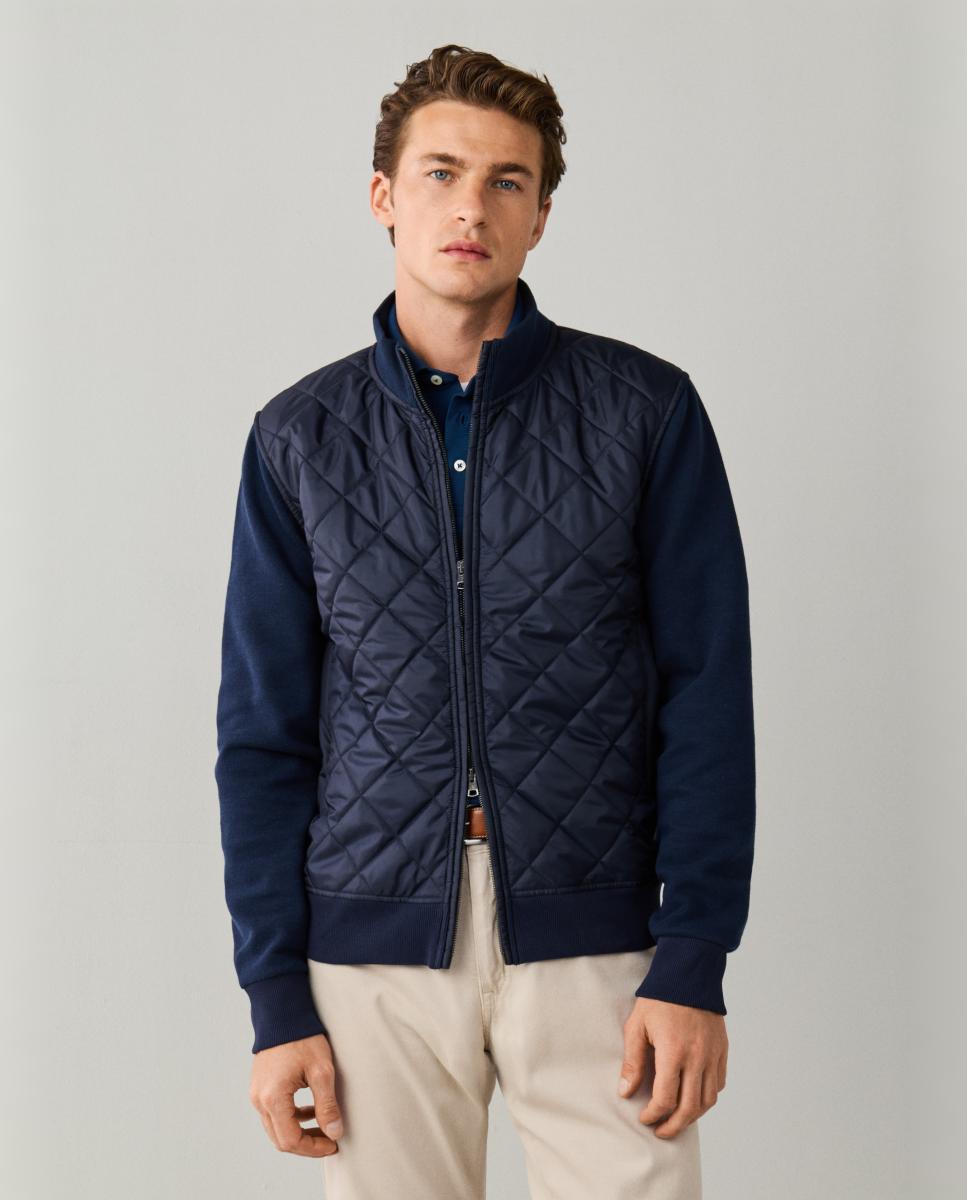 FACONNABLE - Chaqueta híbrida para hombre con frontal acolchado y mangas de punto..