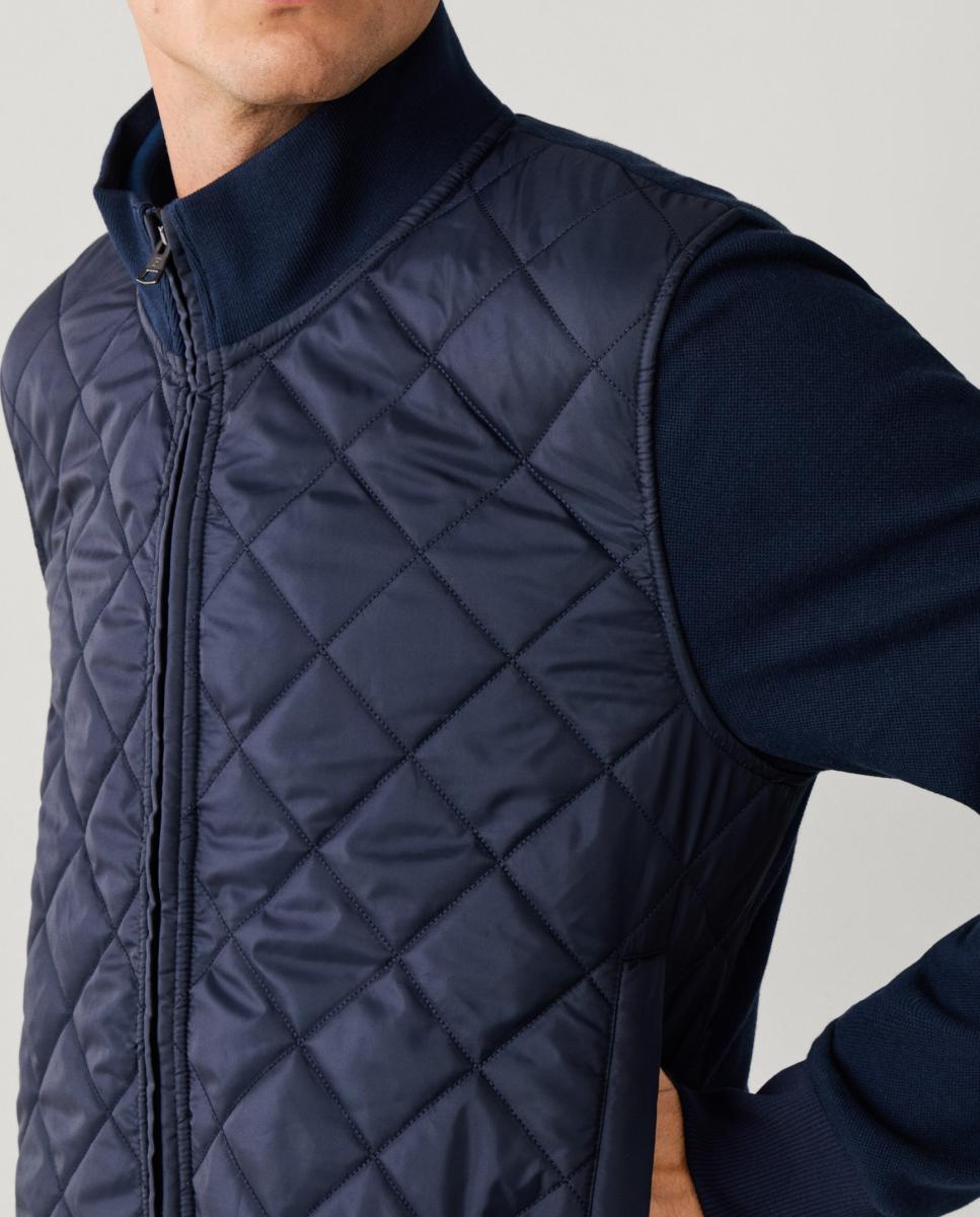 Imagen 3 de Chaqueta híbrida para hombre con frontal acolchado y mangas de punto. - Façonnable - Azul marino Azul marino