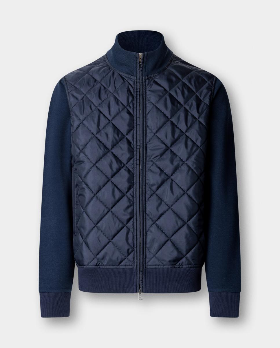 Imagen 6 de Chaqueta híbrida para hombre con frontal acolchado y mangas de punto. - Façonnable - Azul marino Azul marino