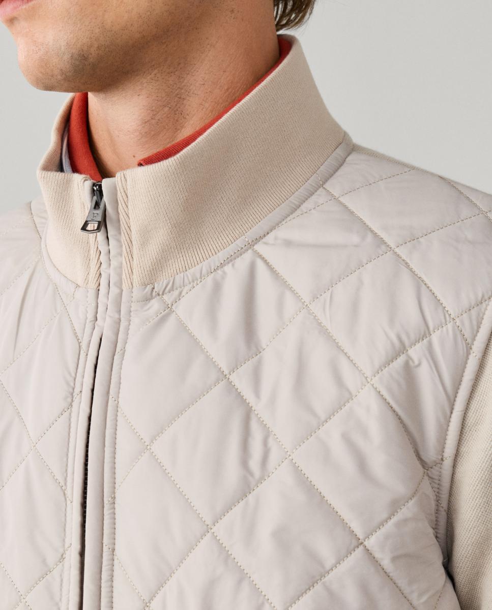 Imagen 4 de Chaqueta híbrida para hombre con frontal acolchado y mangas de punto. - Façonnable - Beige Beige
