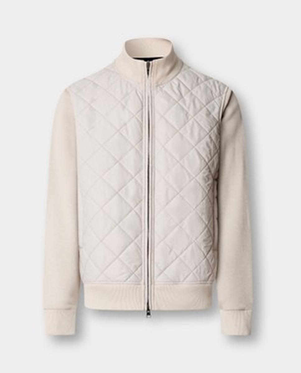 Imagen 5 de Chaqueta híbrida para hombre con frontal acolchado y mangas de punto. - Façonnable - Beige Beige