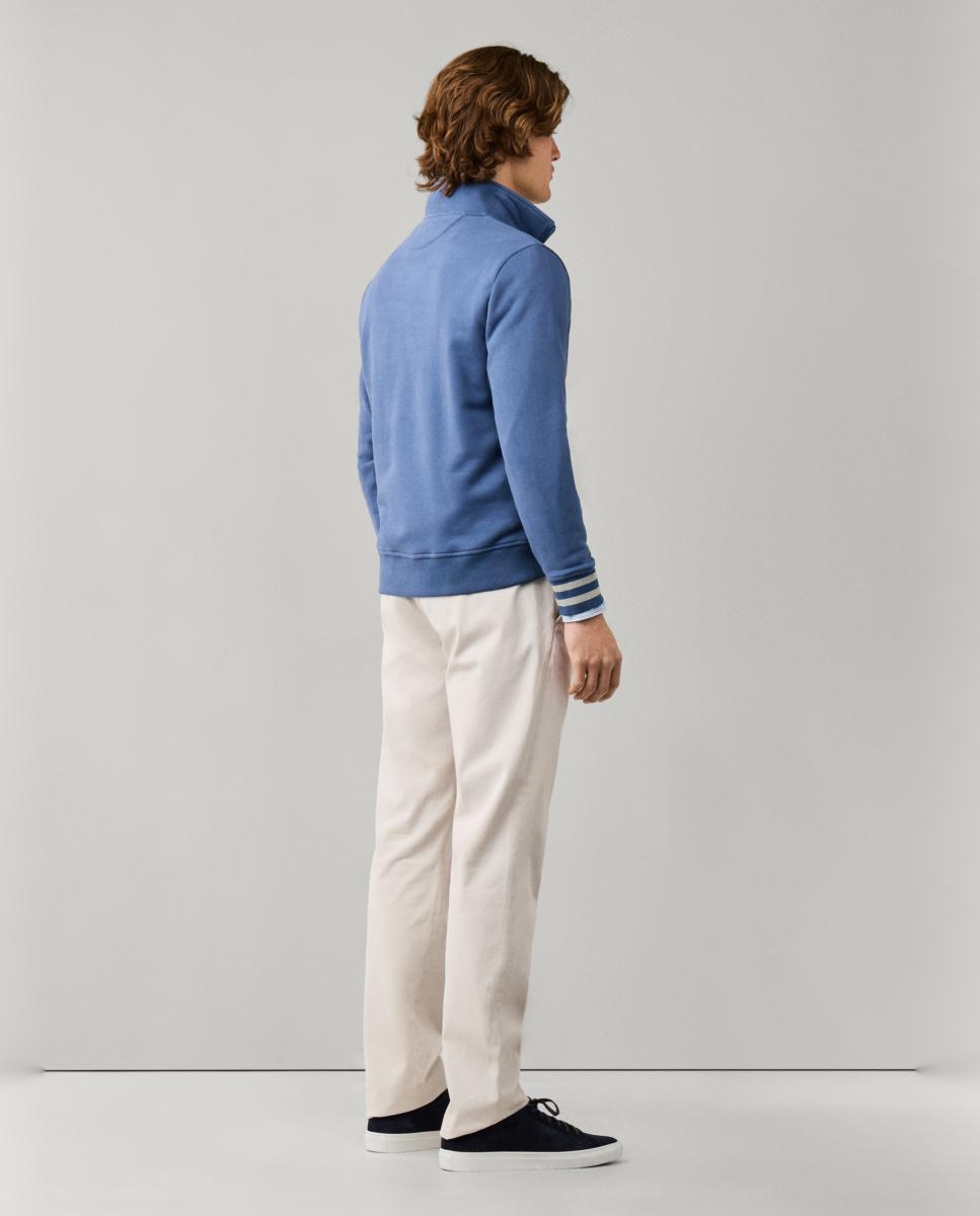 Imagen 2 de Sudadera de hombre con media cremallera y diseño de estilo universitario. - Façonnable - Azul índigo Azul índigo