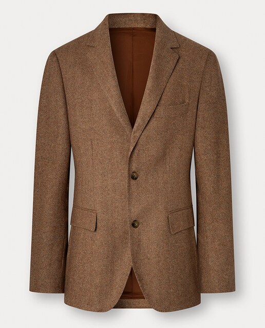 Imagem 0 de Casaco Regular de Padrão Espinha de Peixe com Cotoveleiras