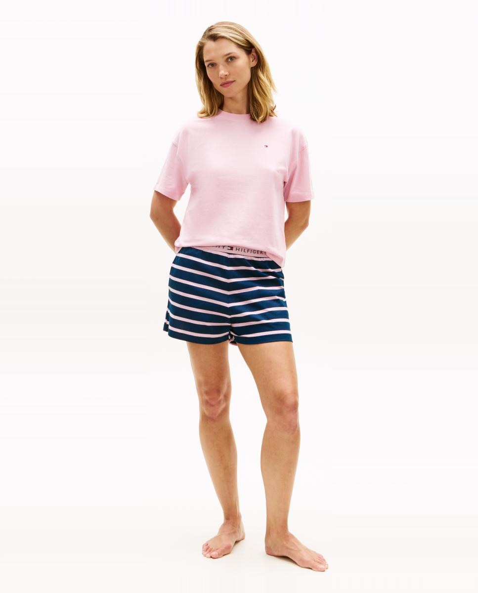 Conjunto de Pijama Curto em Algodão Rosa-1