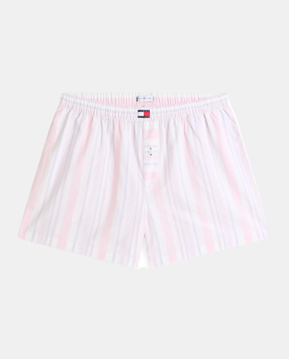 Calções de Popelina com Desenho às Riscas Rosa-claro-5