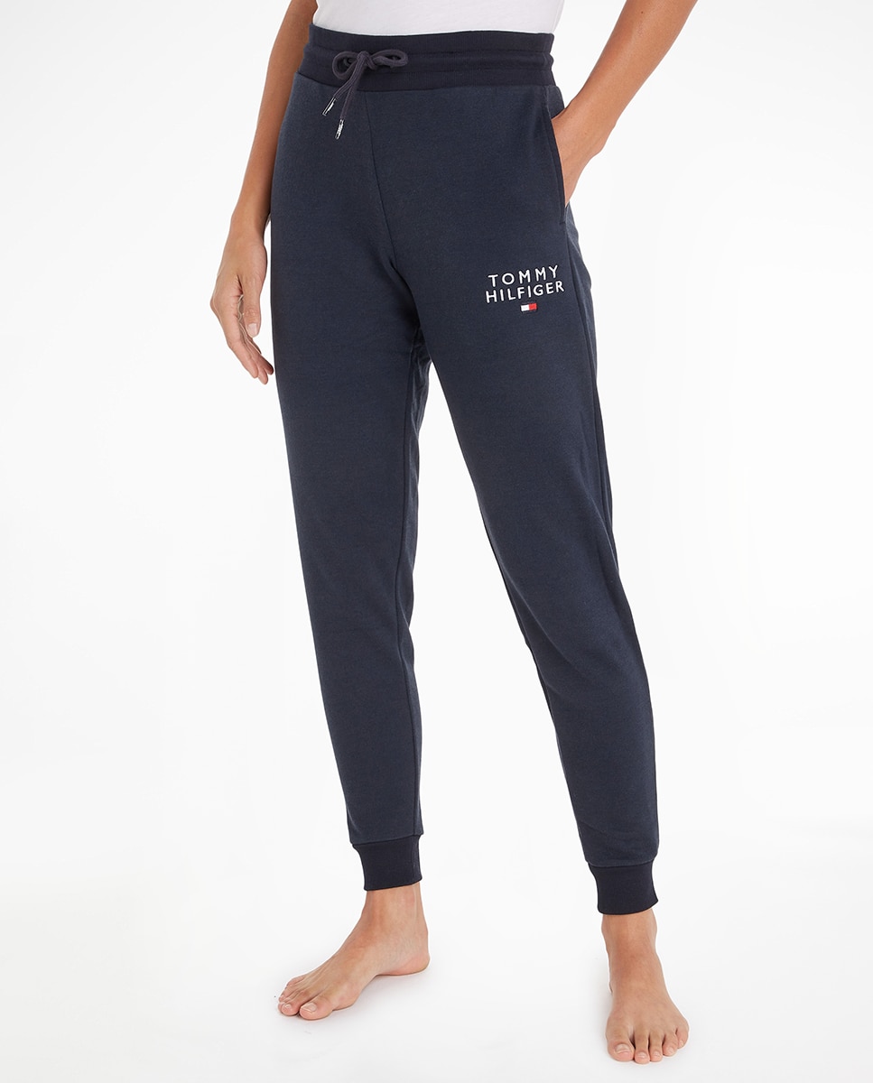 Joggers Cónicas com Bainha Elástica Azul-1