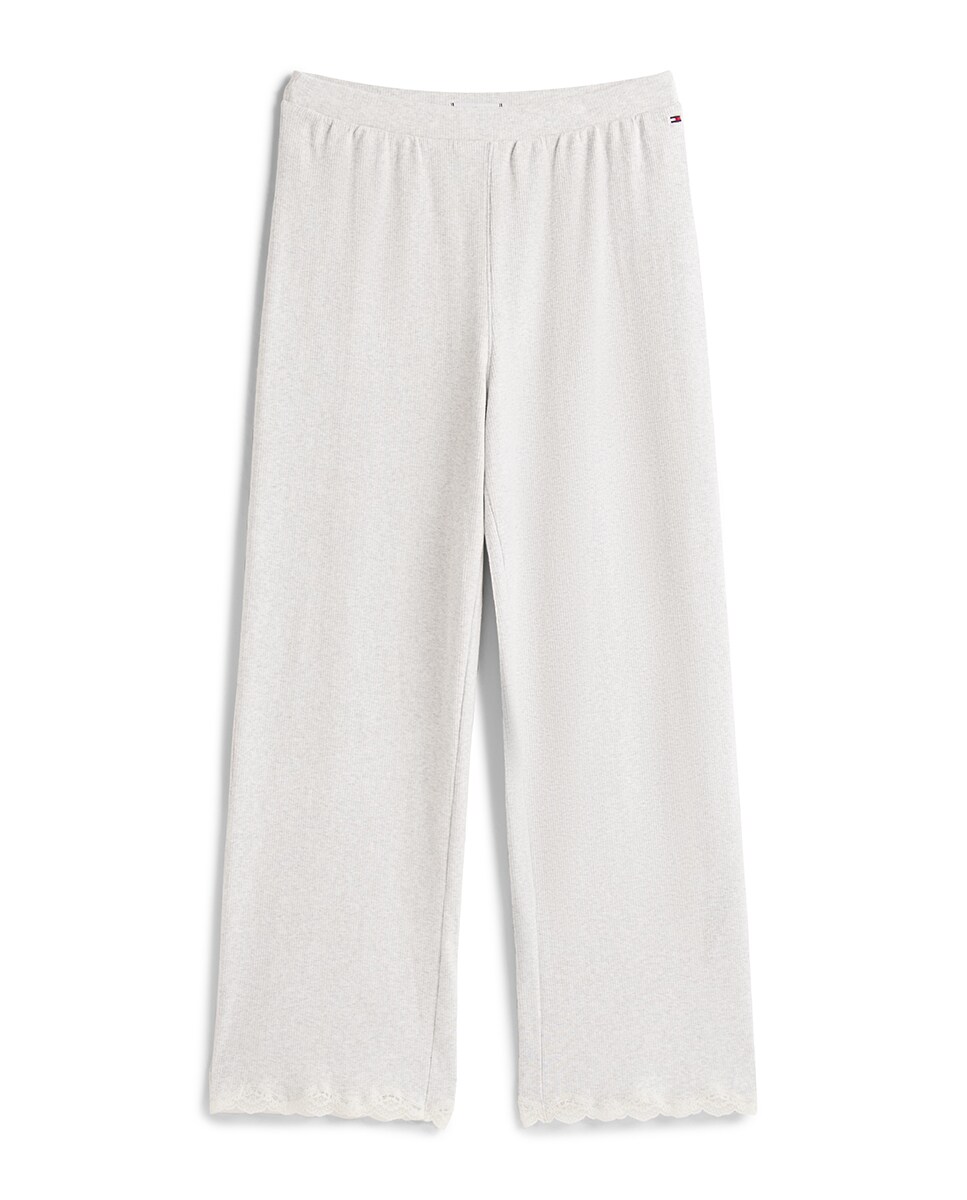 Calças de Pijama com Detalhes de Renda Cinzento-claro-5