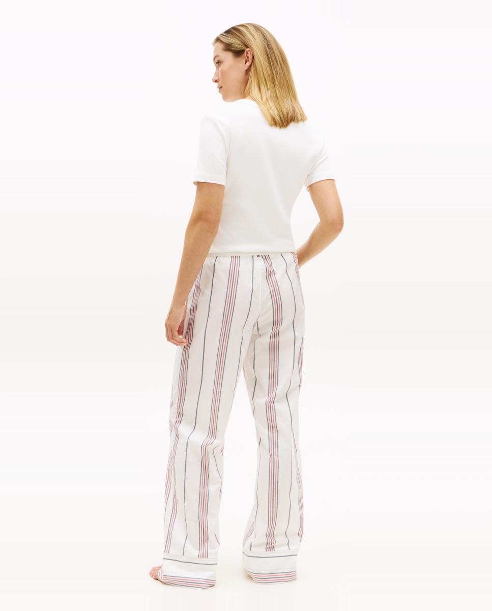 Calças de Popelina às Riscas Vermelho-3