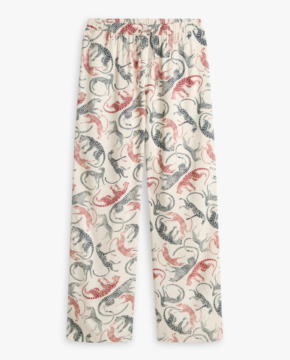 Calças de Viscose com Estampado Floral Bege-5