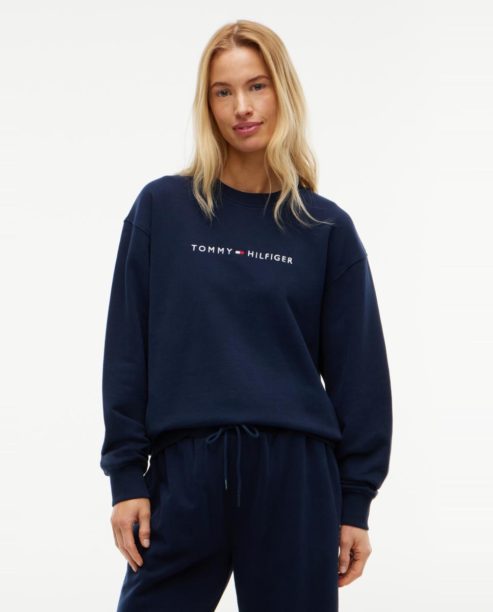 Imagen 0 de Sudadera de cuello redondo con logo mujer Azul oscuro