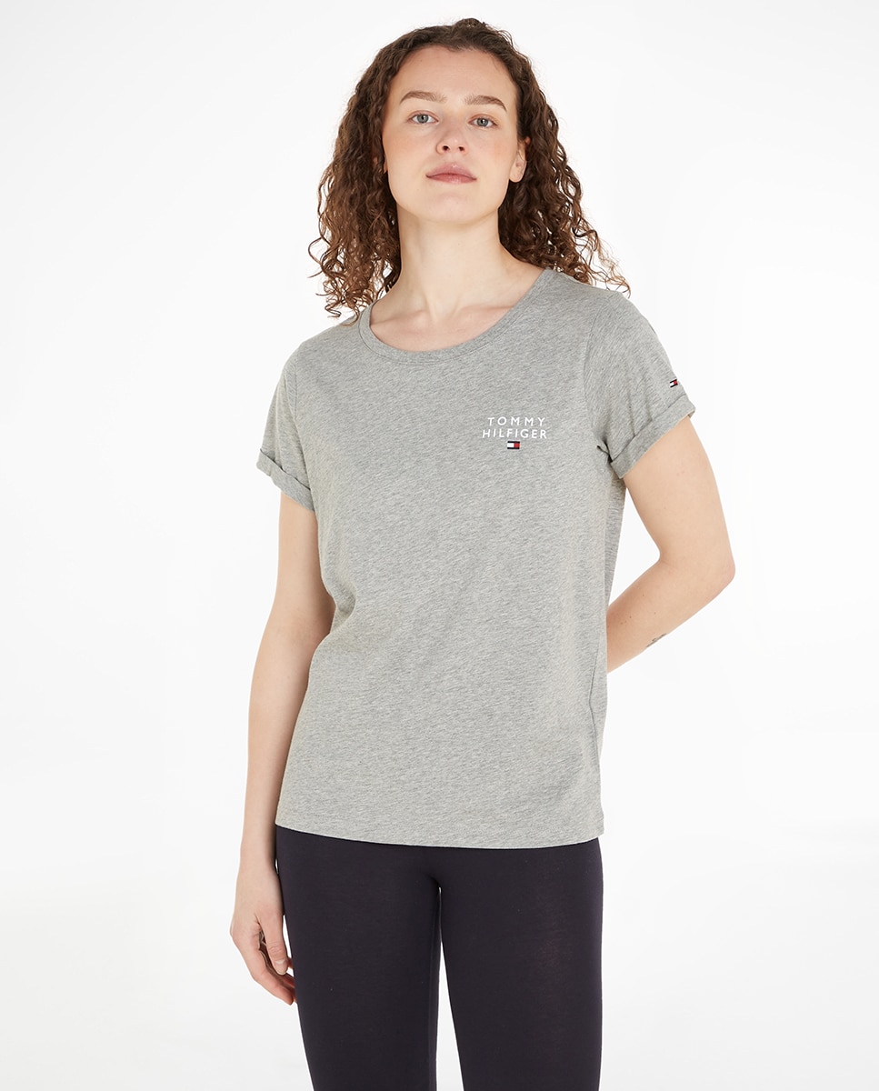 Camiseta básica de algodón logo TH mujer - Tommy Hilfiger - Azul Gris-1