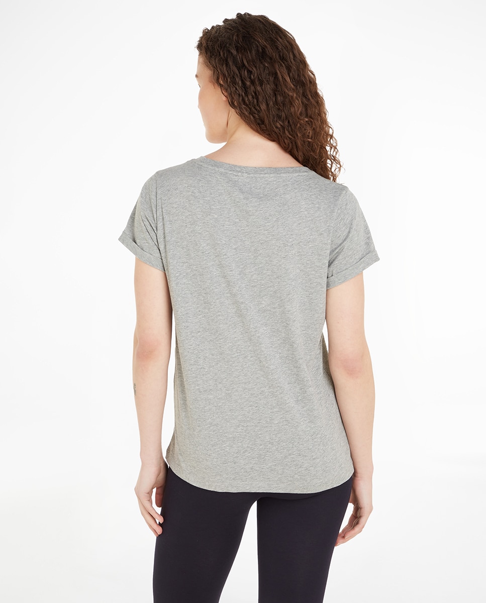 Camiseta básica de algodón logo TH mujer - Tommy Hilfiger - Azul Gris-2