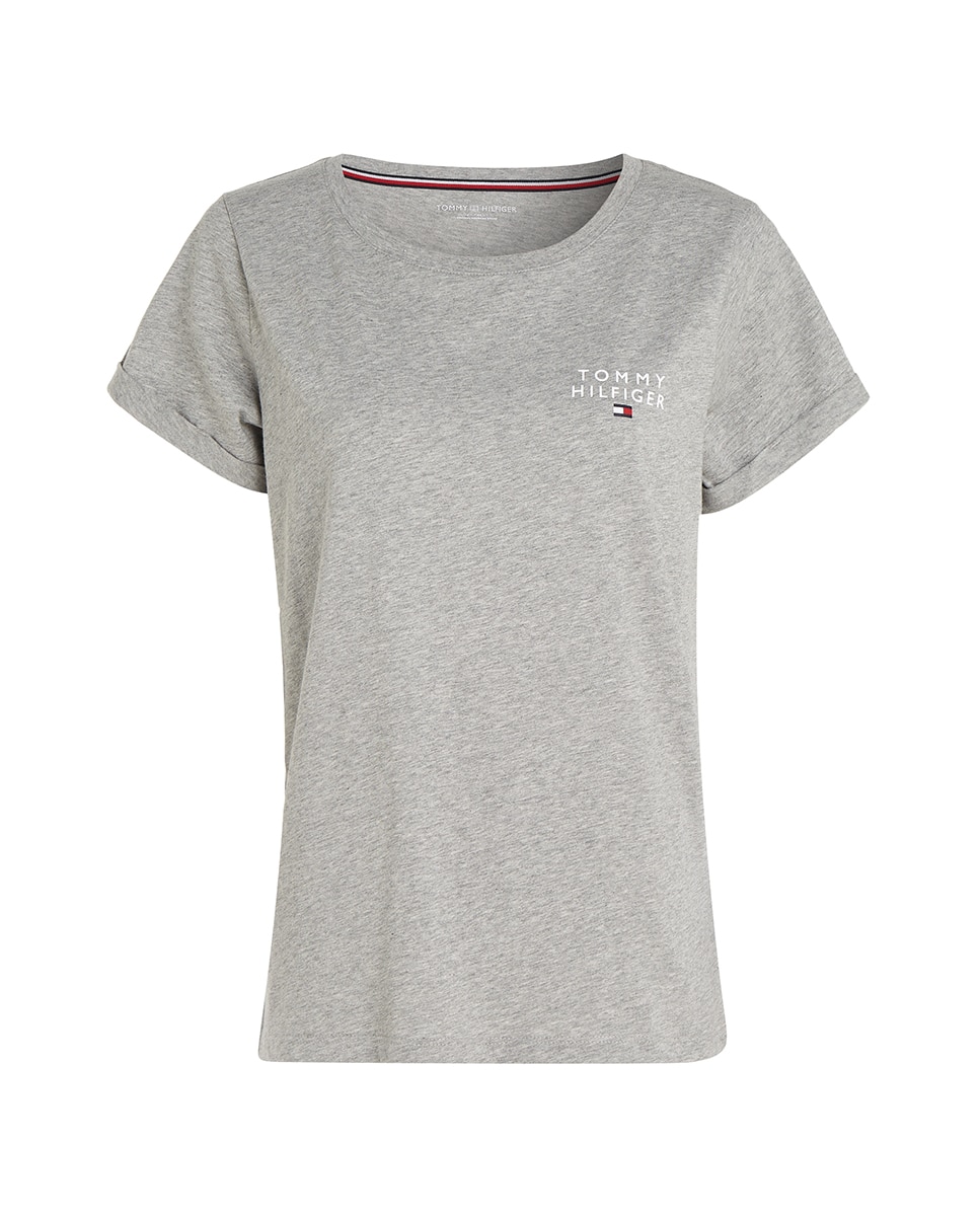 Camiseta básica de algodón logo TH mujer - Tommy Hilfiger - Azul Gris-4
