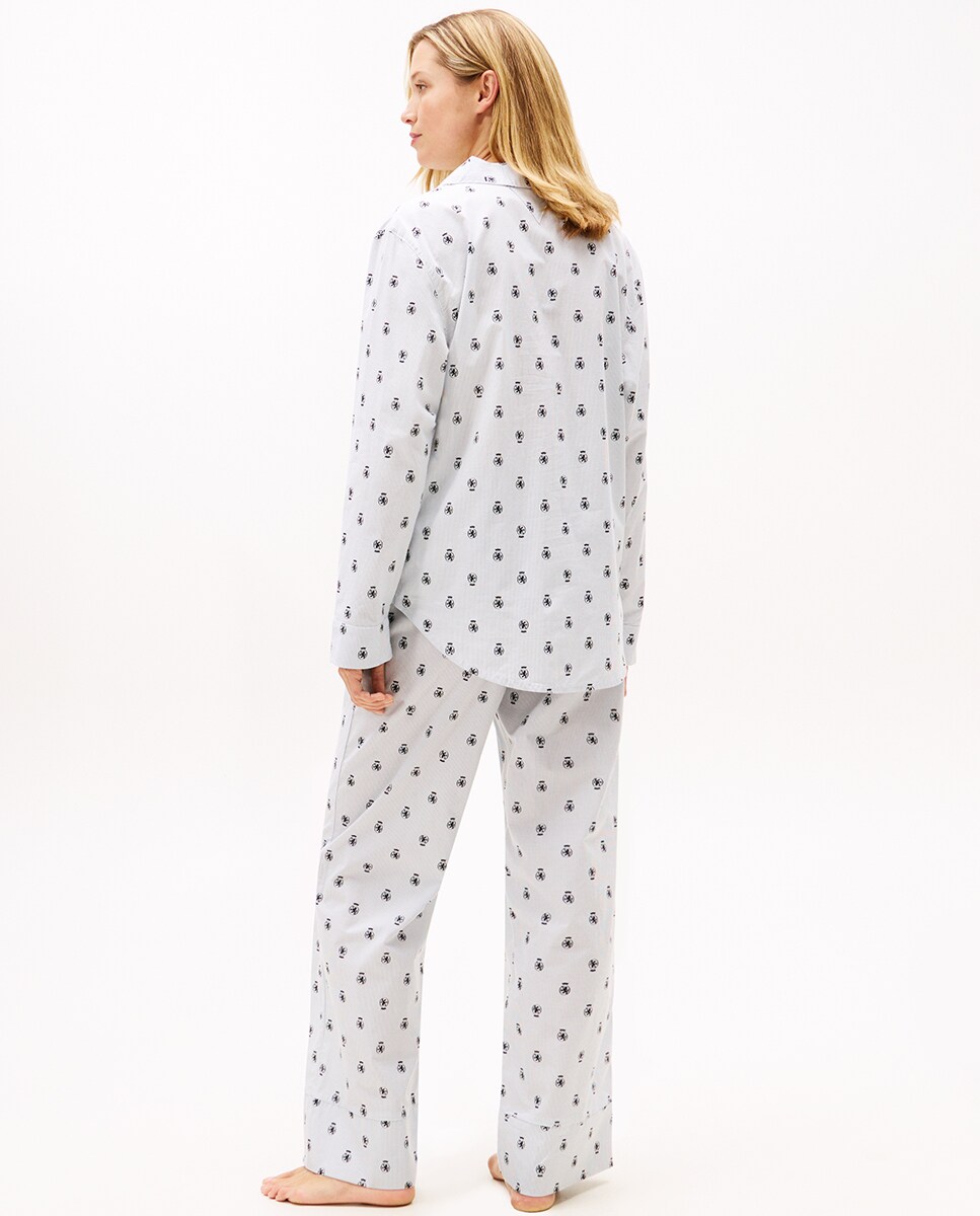 Camisa de Pijama com Estampado Clássico Azul-claro-2
