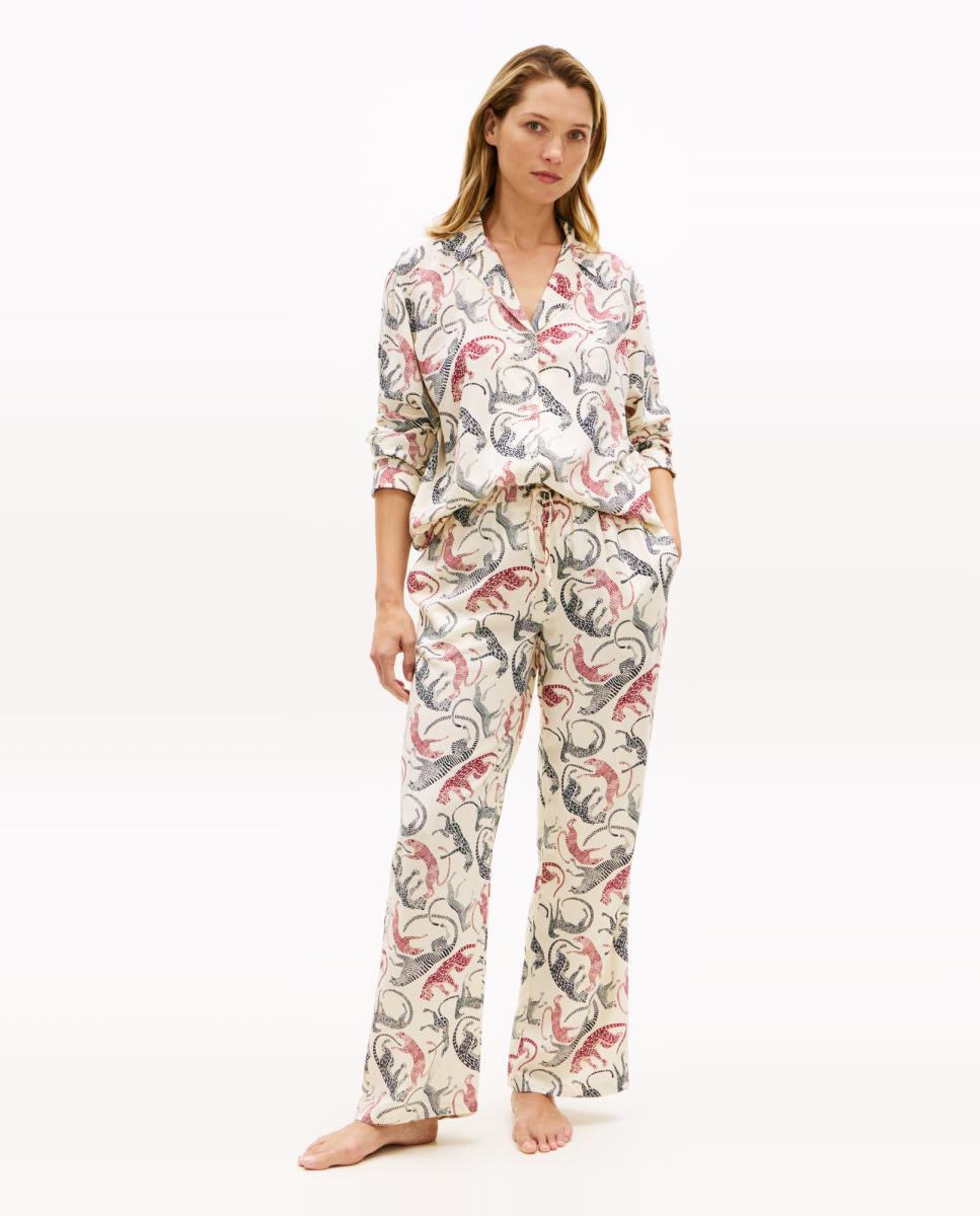 Camisa de Manga Comprida em Tecido de Viscose Bege-5