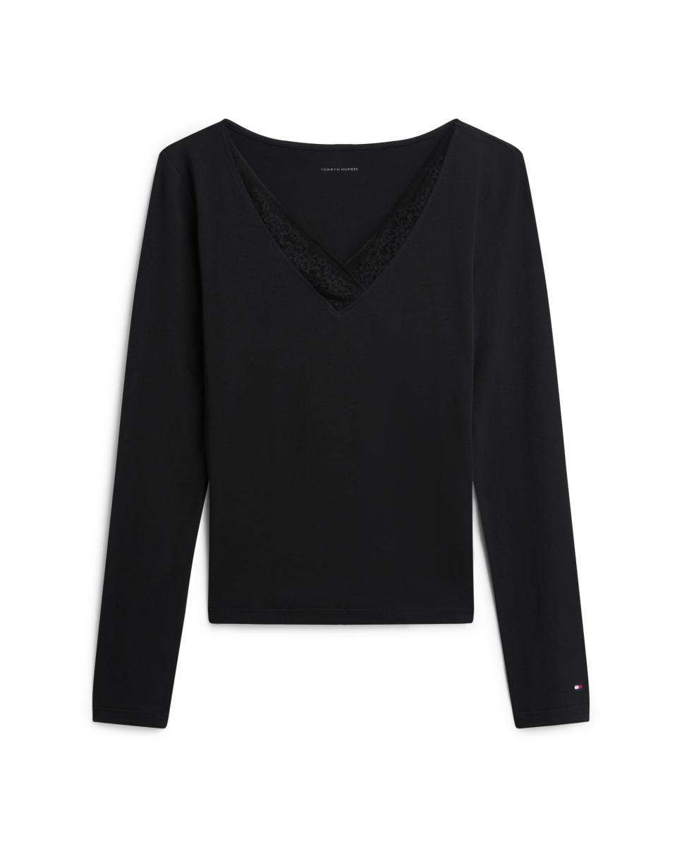 Top de Manga Larga con Encaje - Tommy Hilfiger - Negro Negro-4