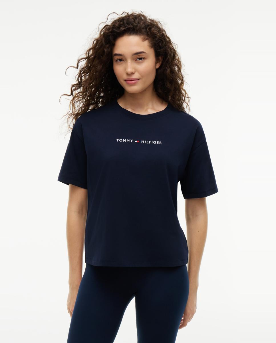 Camiseta de mujer de manga corta con logo - Tommy Hilfiger - Azul oscuro Azul oscuro-1